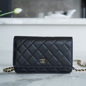 🥝🥝Chanel Wallet On Chain Quilted Lambskin Black
